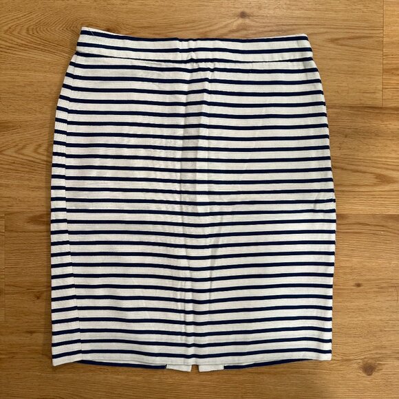 Jcrew Factory Cotton Linen Striped Pencil Skirt Size 2 - Picture 1 of 7
